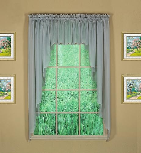 Miniatura 7 de Today's Curtain Emelia Cenefa de gasa original de 14 pulgadas, gris, 60 pulgadas de ancho x 14 pulgadas de largo