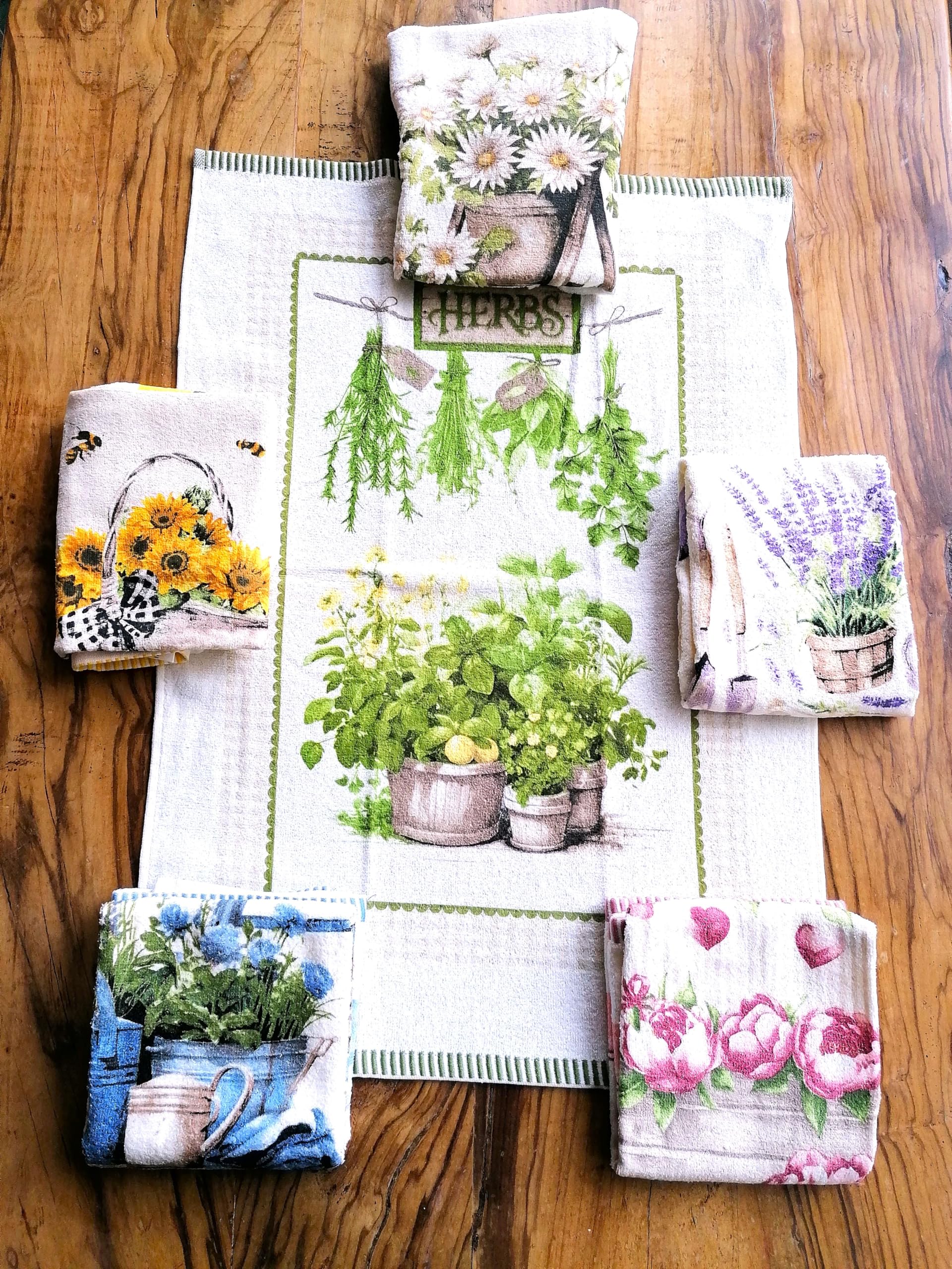NOVITA!!!! Strofinacci in Spugna di COTONE 100%" COUNTRI pezzi 6 mis.50x70cm.CON PASSANTE FACILE da APPENDERE !!!!