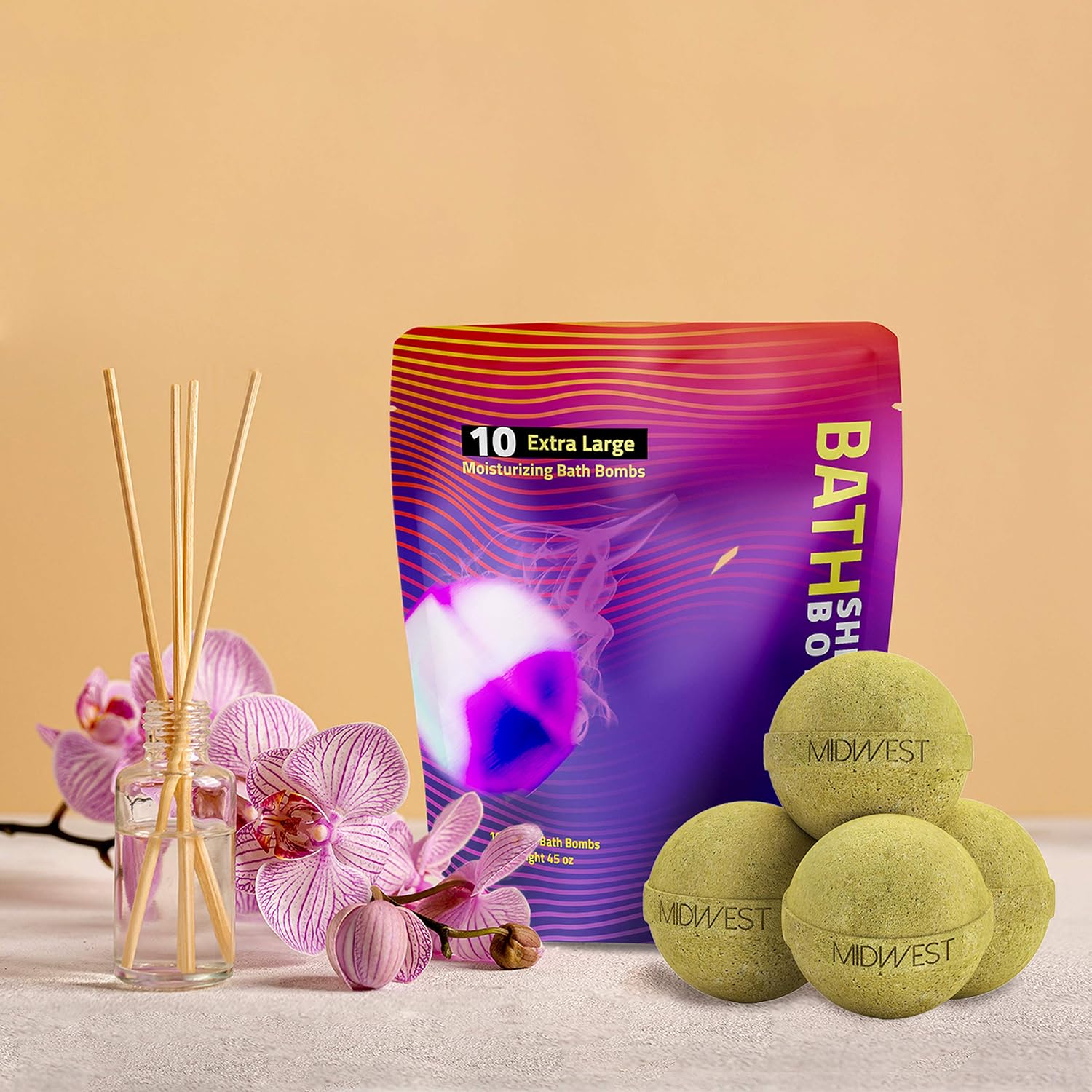 Sandalwood Luxury Bath Bombs -Set of 10 - Extra Large - 4.5oz