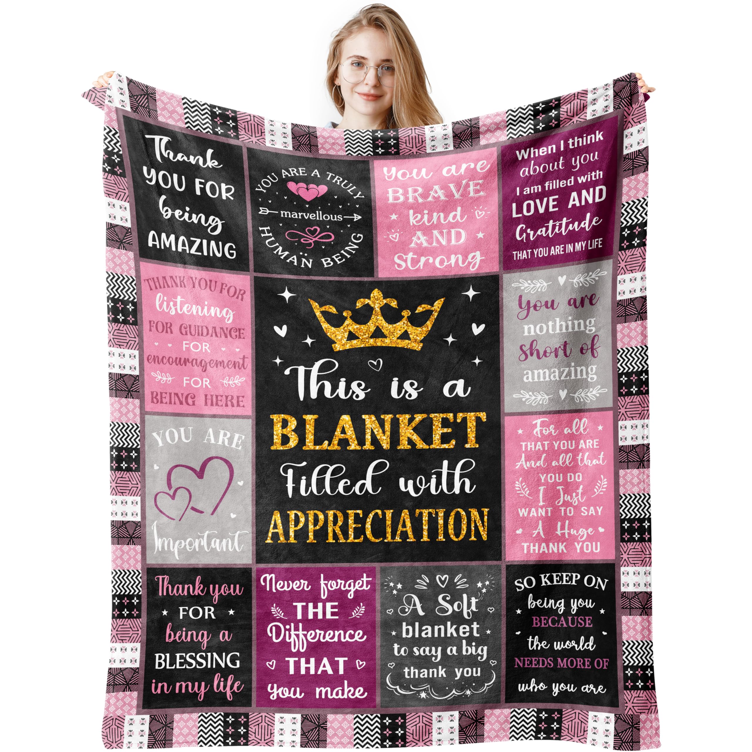 Thank You Gifts for Women Appreciation Blanket 150x130CM, Employee Appreciation Gifts
