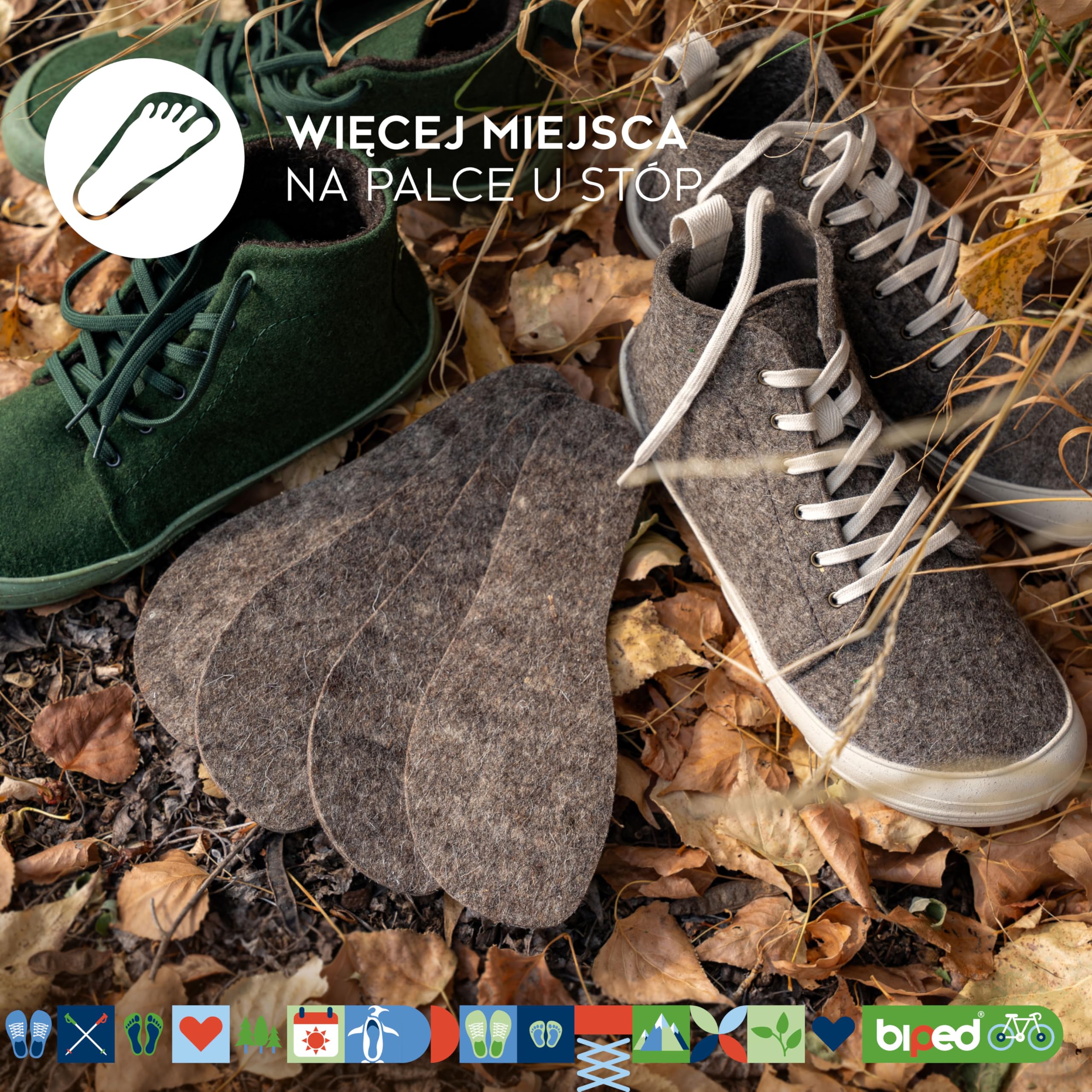 biped minimal sole ZUBIRI - 2 pary wkładek do butów barefoot - wkładki z prawdziwego filcu wełnianego - pasują do butów minimalistycznych dla dorosłych i dzieci(42)