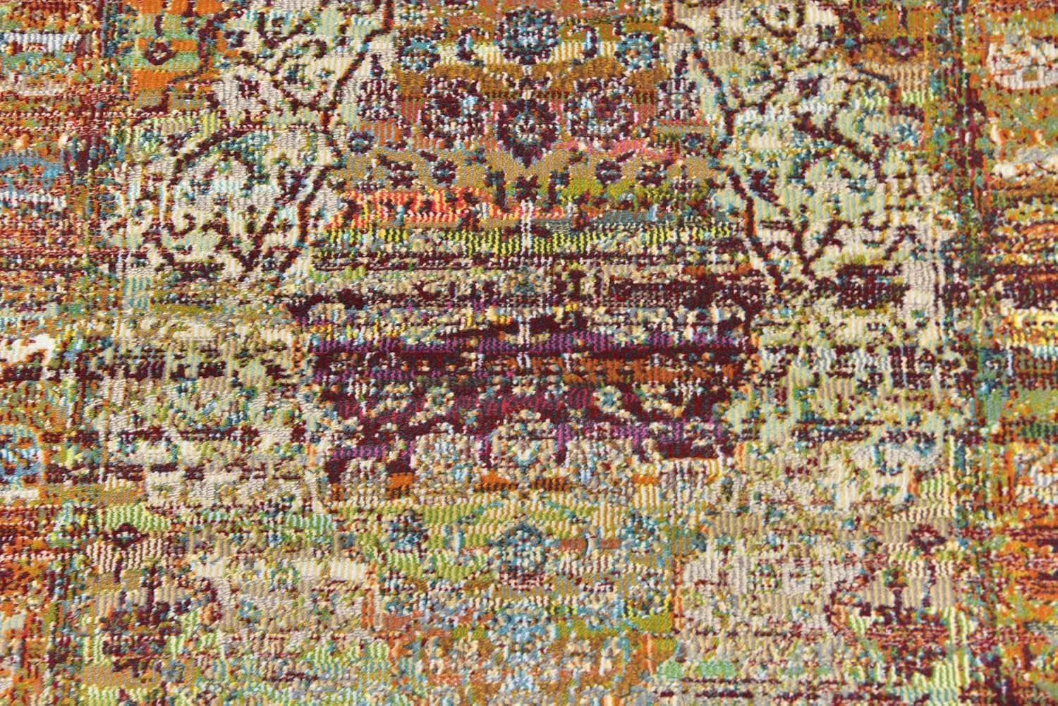 Unique Loom Baracoa Collection Bright Tones Striated Vintage Traditional Area Rug (2' 7 x 10' 0 Runner, Ivory/Burgundy)