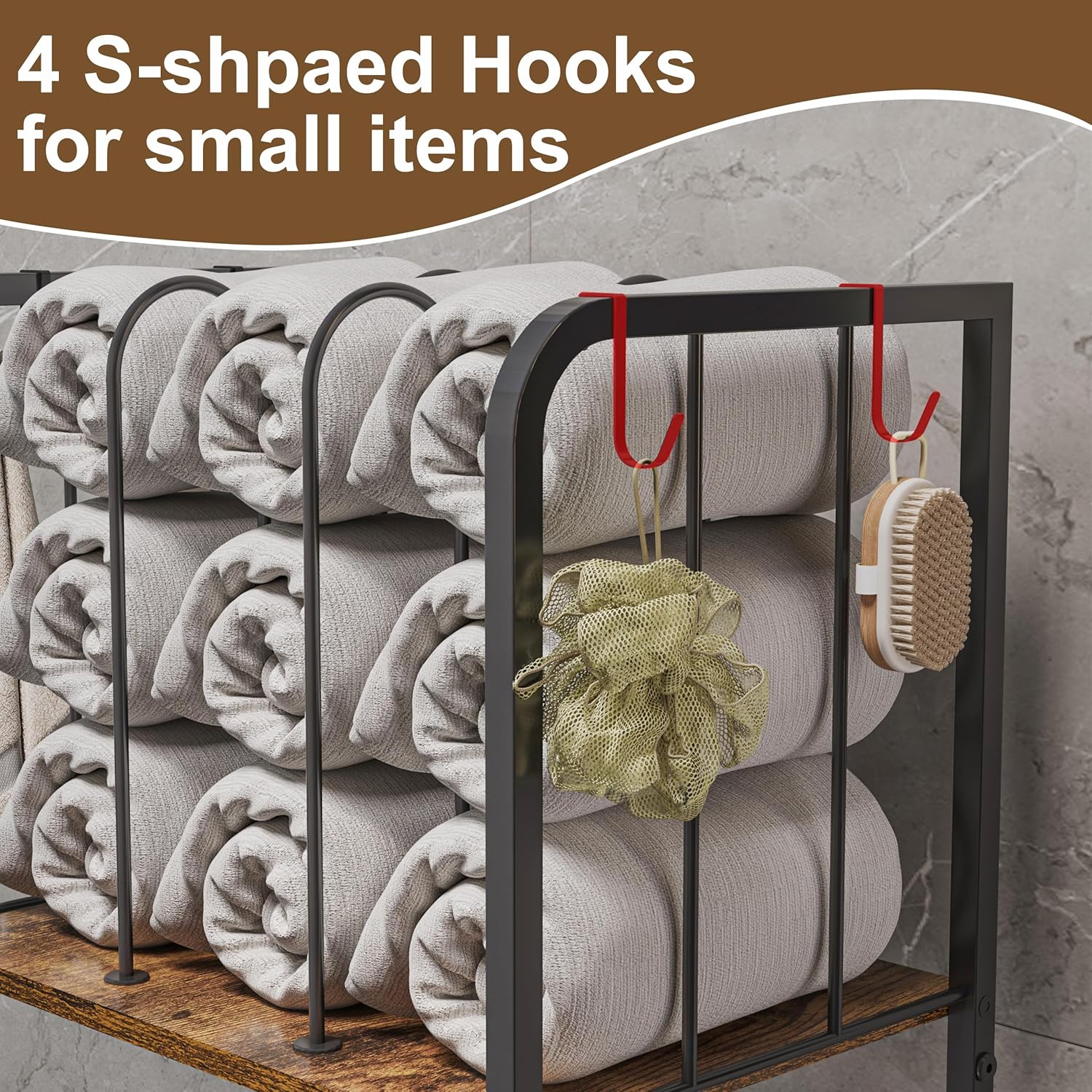 Towel Racks for Bathroom 3-Tier M-Shaped Detachable Dividers, Durable Metal Towel Holder, Pool Items Holder, Space-Saving Storage Organizer, Modern Bath Towel Shelf Free Standing Patent Pending