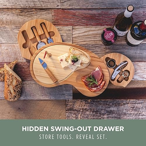 Miniatura 2 de TOSCANA - una marca Picnic Time - Juego de tabla de queso y trampa de arena, juego de tabla de charcutería, tabla de cortar de madera con cuchillos