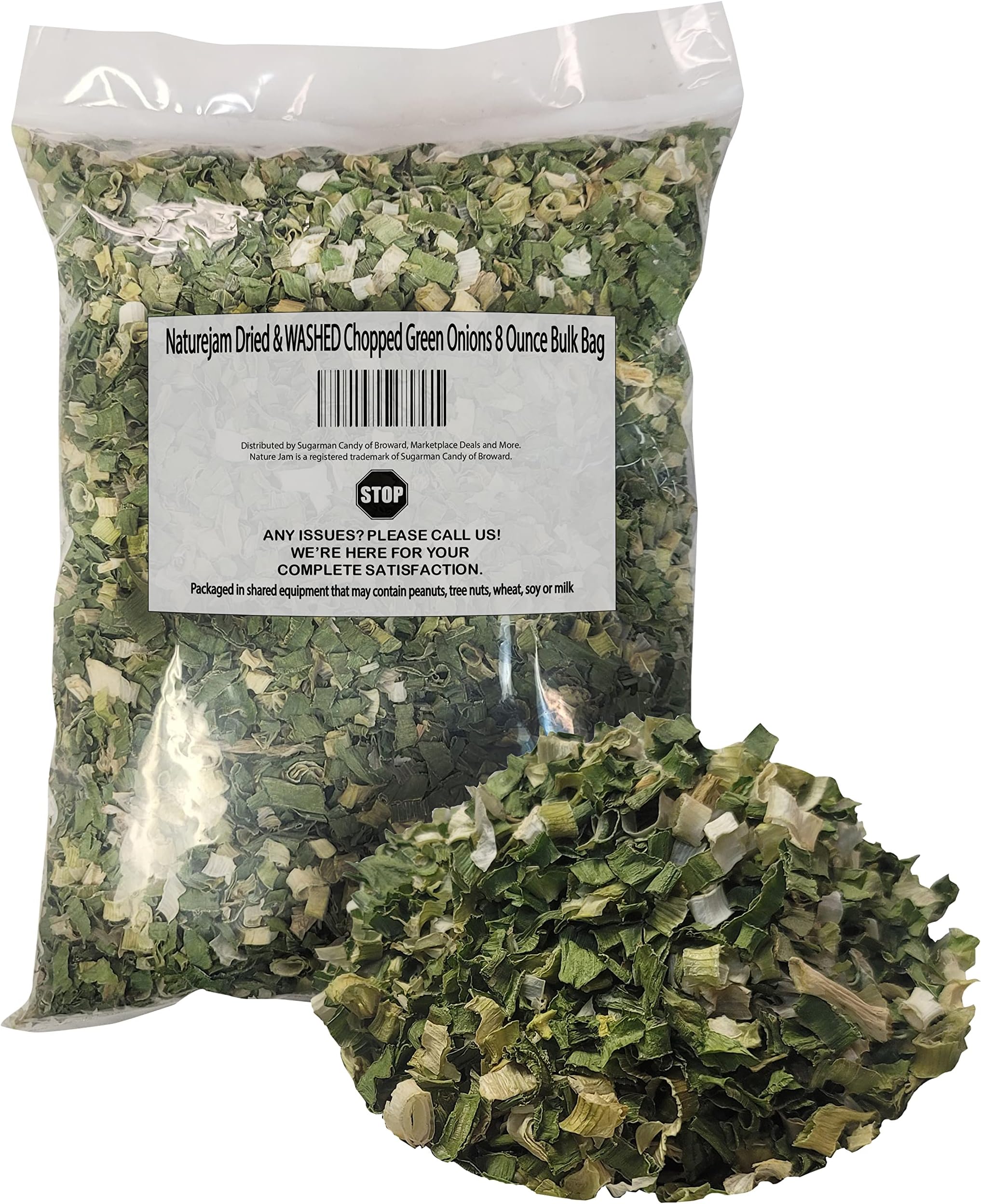 Naturejam Dried & WASHED Chopped Green Onions 8 Ounce Bulk Bag-Just 1 Ingredient, 100% Dehdrated Scallions