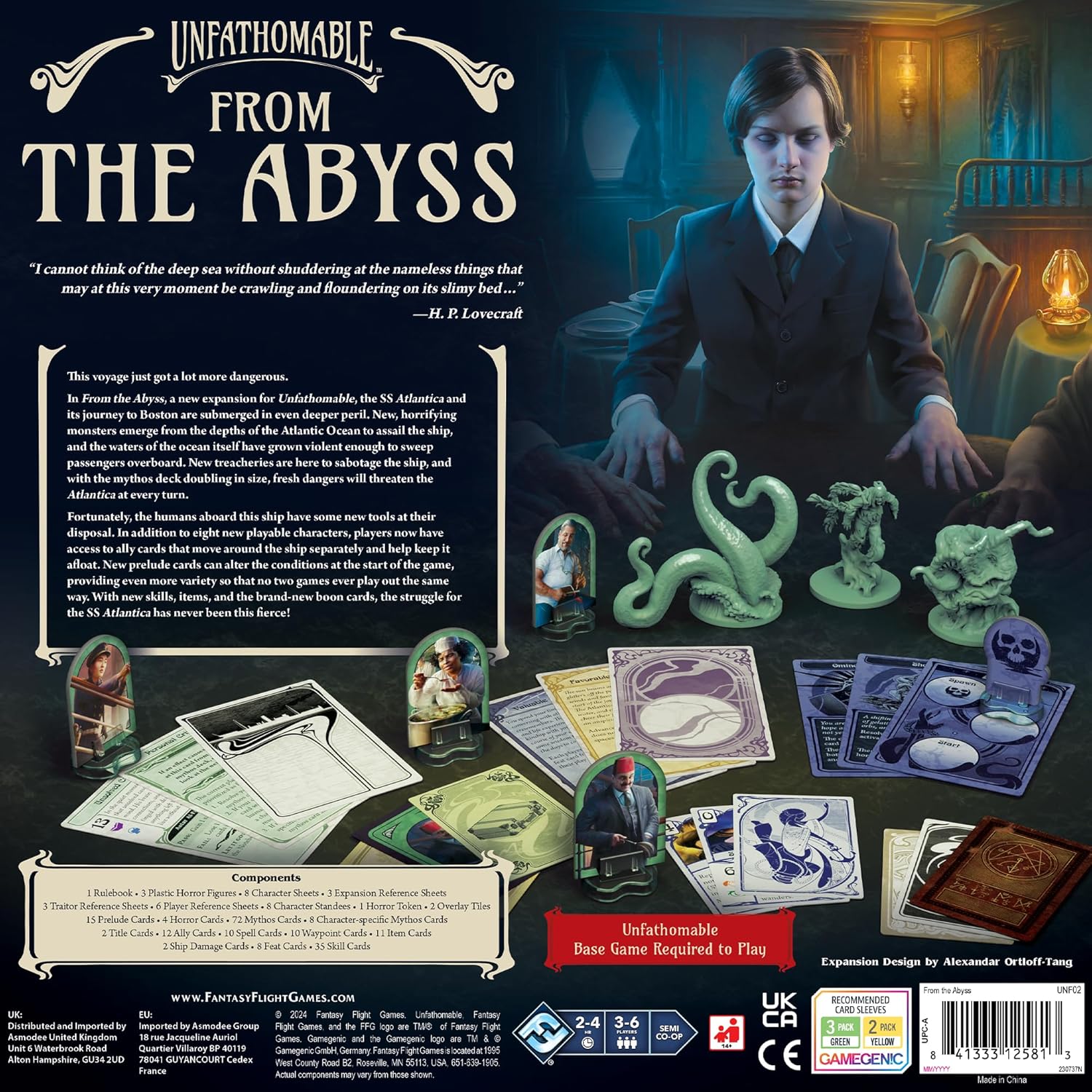 Unfathomable: from The Abyss Board Game Expansion - Deeper Peril on The SS Atlantica! Cooperative Horror Strategy Game, Ages 14+, 3-6 Players, 2-4 Hour Playtime, Made by Fantasy Flight Games