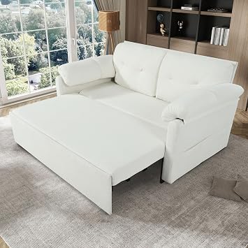 71.65" Convertible Pull-Out Sofa Bed 3-in-1 Sleeper Couch for Small Apartment, Living Room & Bedroom Queen-Size Sofa Bed with Comfortable Upholstery & Space Saving Design,Beige