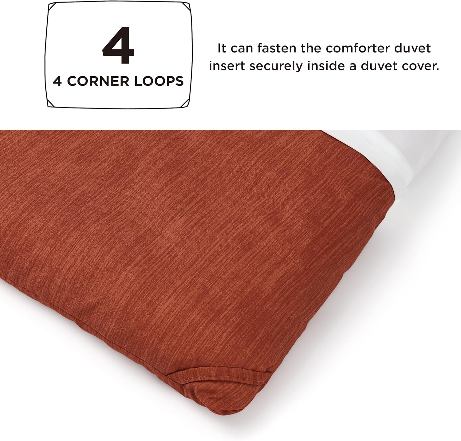 Bedsure Full Comforter Set - Burnt Orange Soft Bedding for All Seasons, Cationic Dyed Bed Set, 3 Pieces, 1 Full Size Comforter (82"x86") and 2 Pillow Shams (20"x26"+2") - Image 4