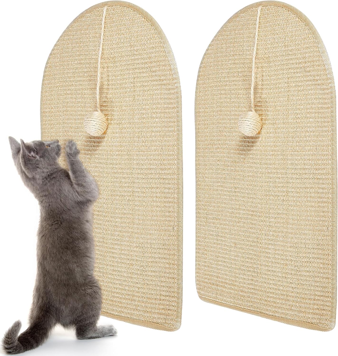 Sisal Cat Scratching Pads Mats, Cat Scratcher Mats, Wall Cat Scratch Board, Wear-Resistant Scratching Mat, Anti cat Scratch Wall Sofa Protector (Sisal Primary Color, 23.6" Lx15.7 W, 2PCS)