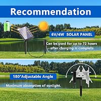 FLOWood Napelemes Tólevegőztető, 4W 3 Üzemmódú Oxigénpumpa 2200 mAh Akkumulátorral, 54l/h Légáramlás, Kerti Tavakhoz, Akváriumokhoz 4