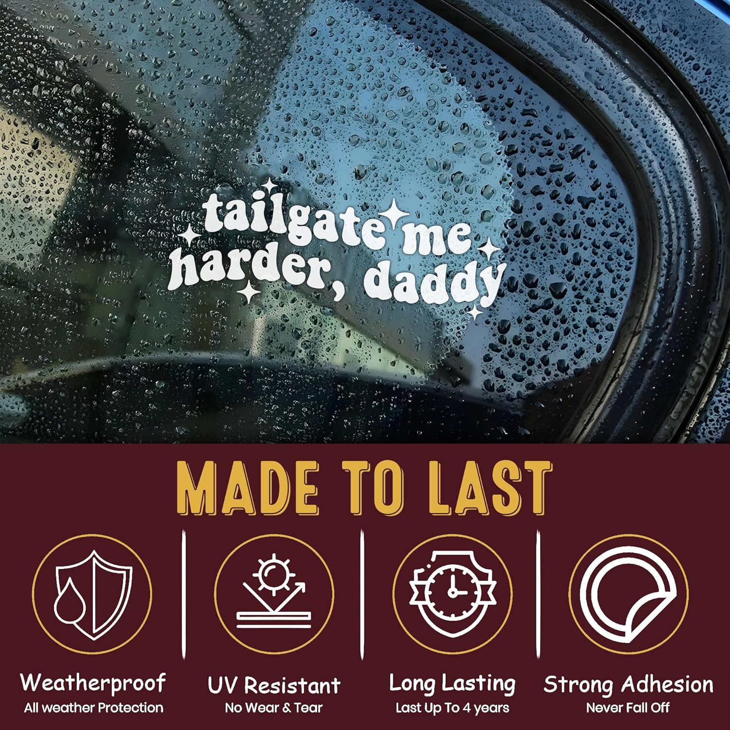 Tailgate Me Harder Daddy Car Decal, Funny Mom Daughter Saying Joke Adult Huumor Decals Vinyl Waterproof 8 inch Bumper Sticker for Trucks Window, Car Accessories Decorations Gifts for Friend Mom Dad - Image 4