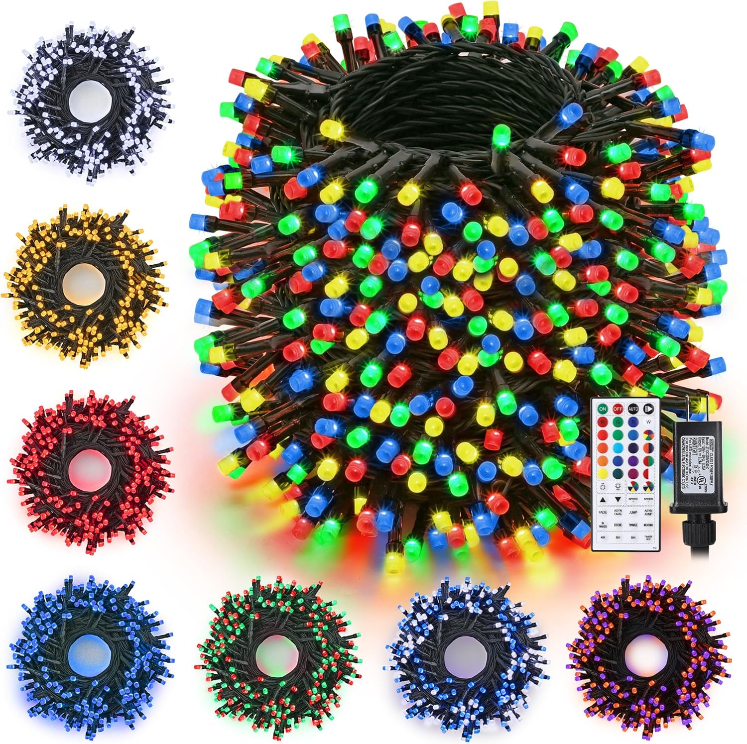 Toodour Christmas Lights RGB String Lights, 164ft 500 LED Color Changing String Light with Remote & Timer, Waterproof Xmas Tree Light for Home Yard New Year Party Indoor Outdoor Christmas Decorations