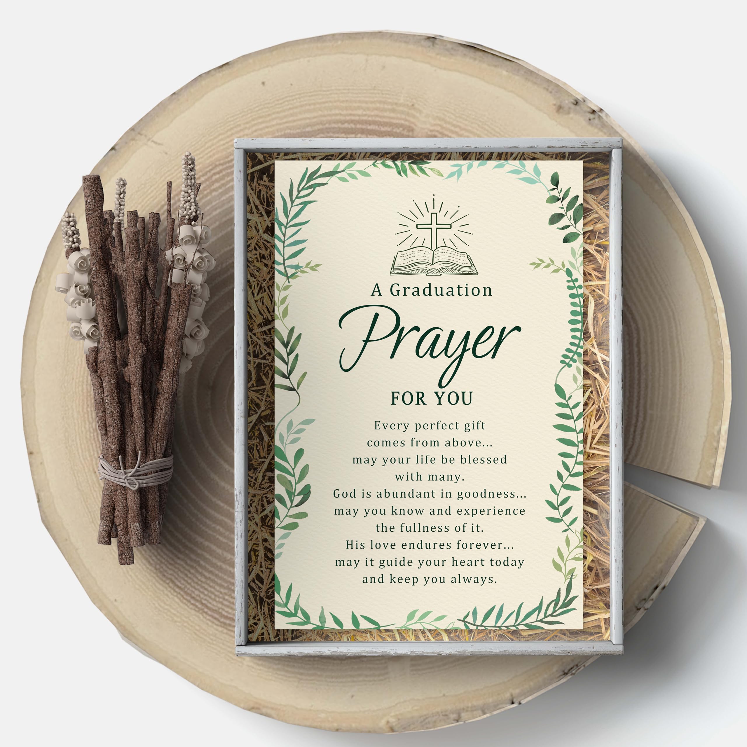 Christian Graduation Card with Prayer, Faith-Based Congratulations Greeting, Religious Graduation Card Gift for Him or Her, Inspirational Bible Blessing Cards