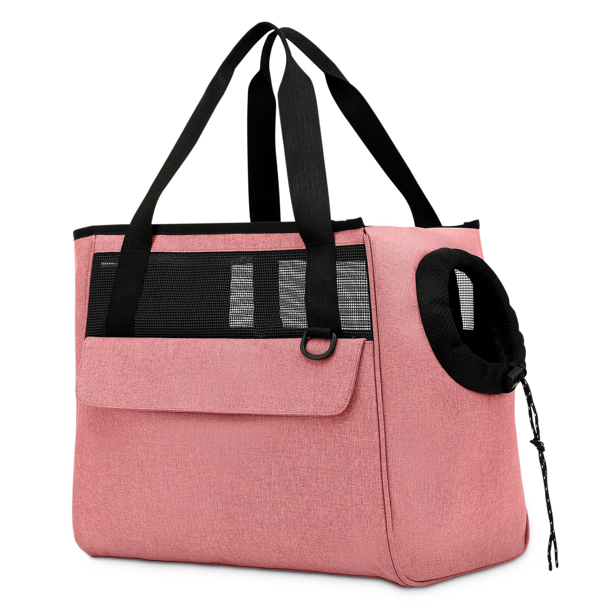 ALLSOPETS Sac pour Chien Sac à Main Respirant pour Chat Sac à Bandoulière pour Animaux de Compagnie Sac de Transport pour Chien avec Laisse de Sécurité et Poches pour Chiens Chiots Chats Rose