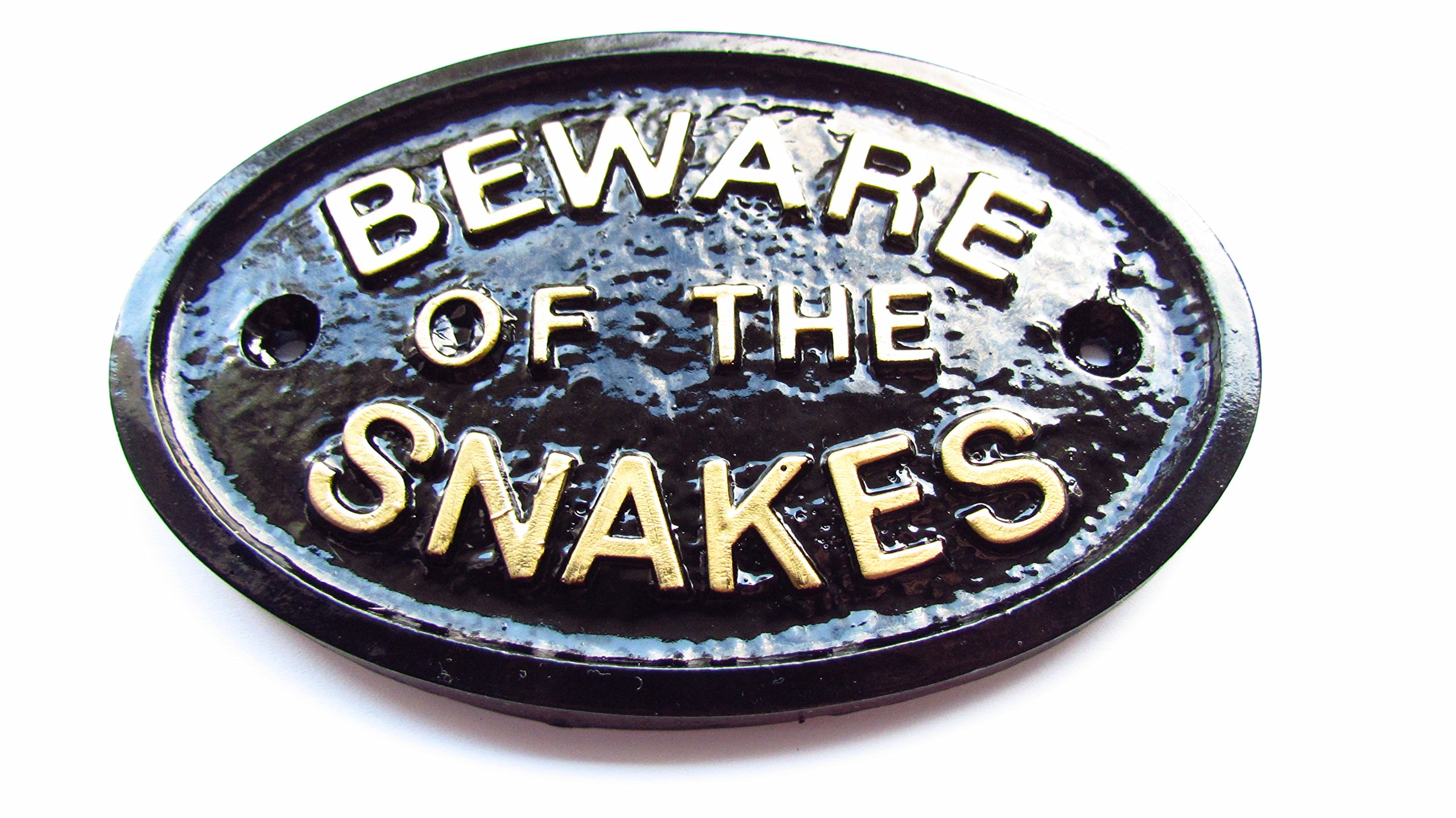 Artisan Gold Beware Of The Snakes Wall/Gate House Plaque In Black With Raised Lettering