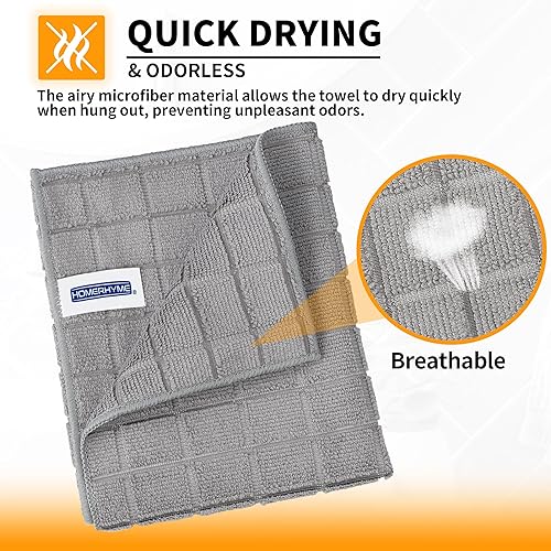 Miniatura 6 de HOMERHYME Toallas de baño de mano de microfibra, paquete de 6 toallas de mano grises de 25 x 15 pulgadas, multiusos, de secado rápido, sin pelusas,