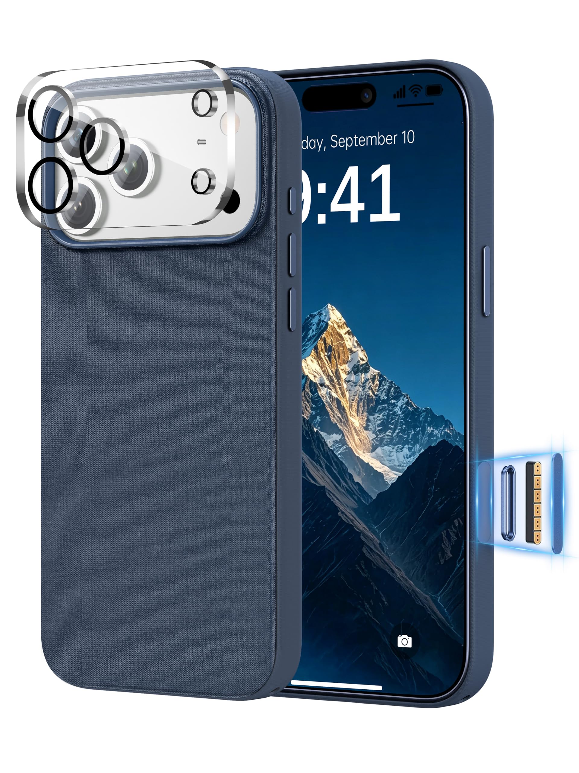 for iPhone 18 Pro Max TechWoven Case with Camera Cover, Blue