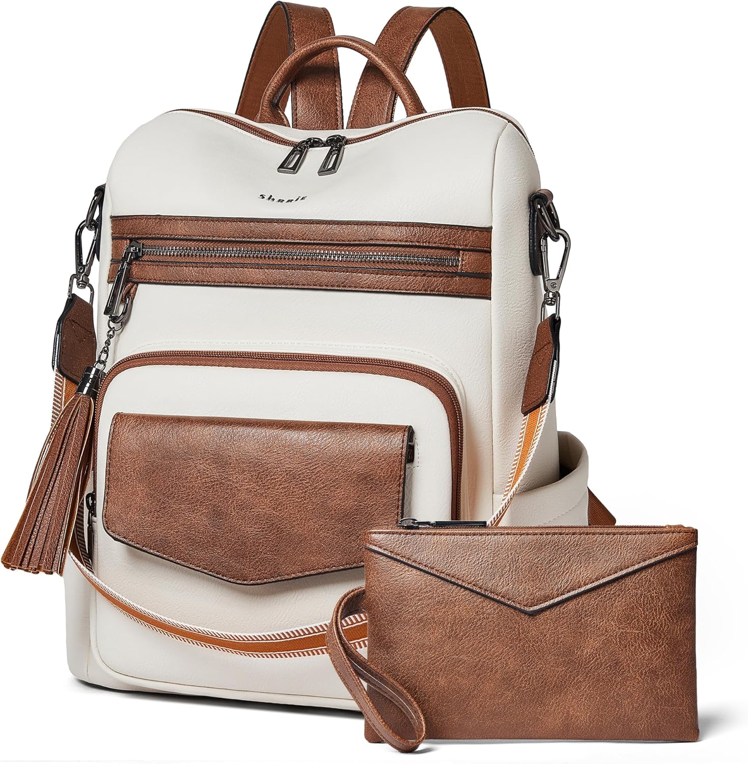 Shrrie Backpack Purse for Women Travel Faux Leather Fashion Backpack for Women,Convertible Crossbody Shoulder Bag for Ladies with Adjustable Strap for Work College