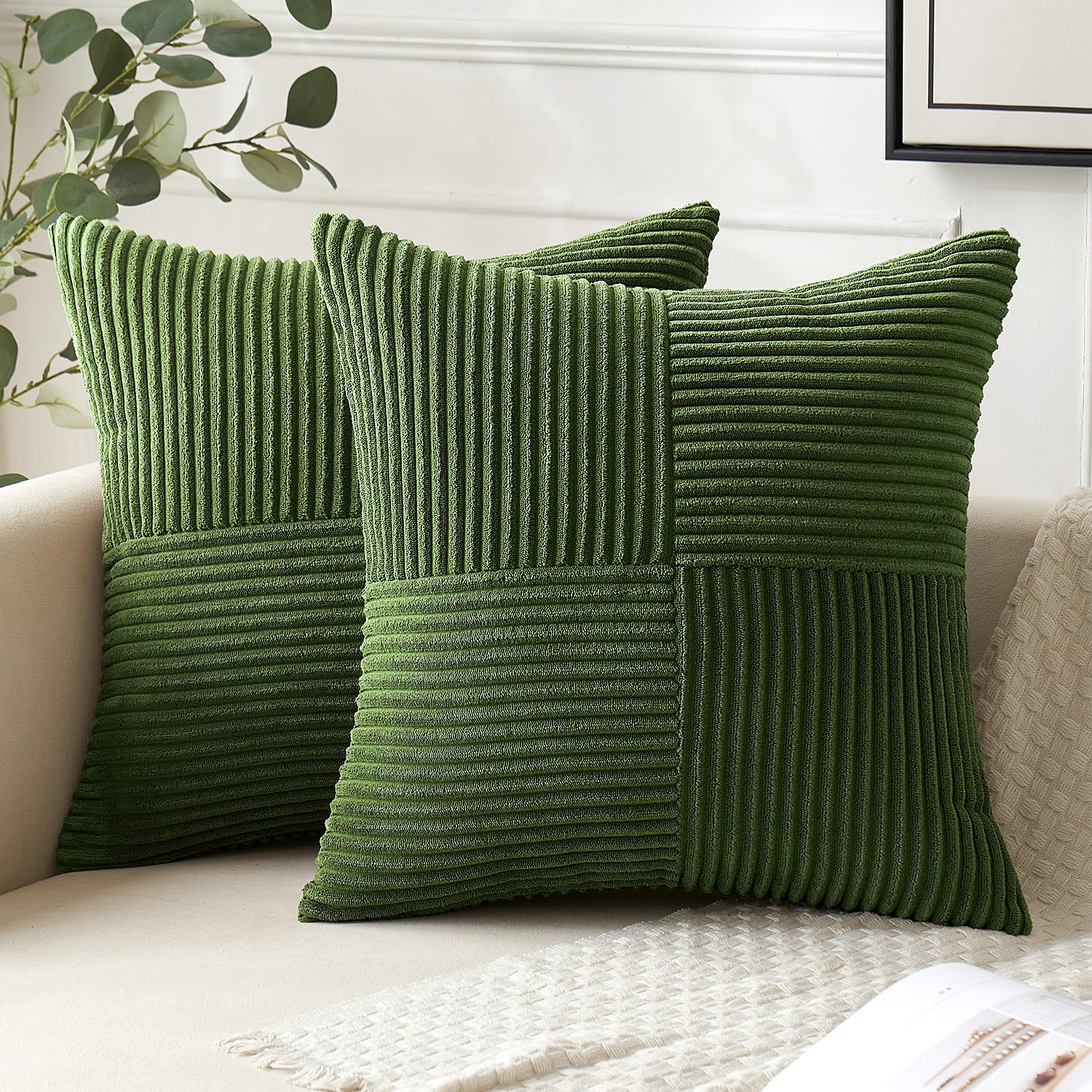 Amazon.co.jp: ANRODUO フォレストグリーンコーデュロイクッション