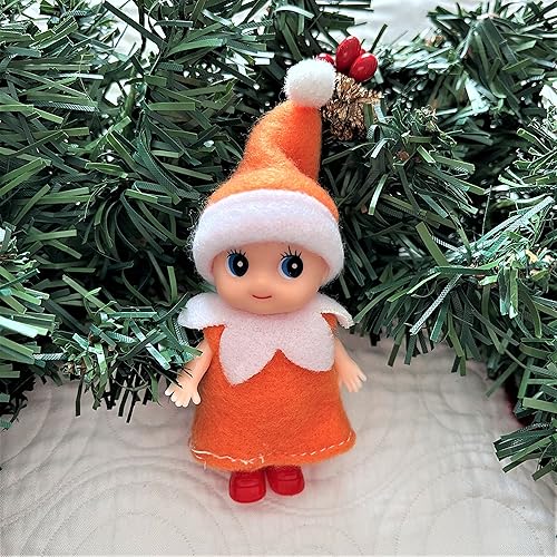 Munchkins and Doodlebugs - Elfos reales de cuerpo completo, elfos en miniatura, elfos pequeños, rojo, azul, verde, amarillo (vestido con naranja)