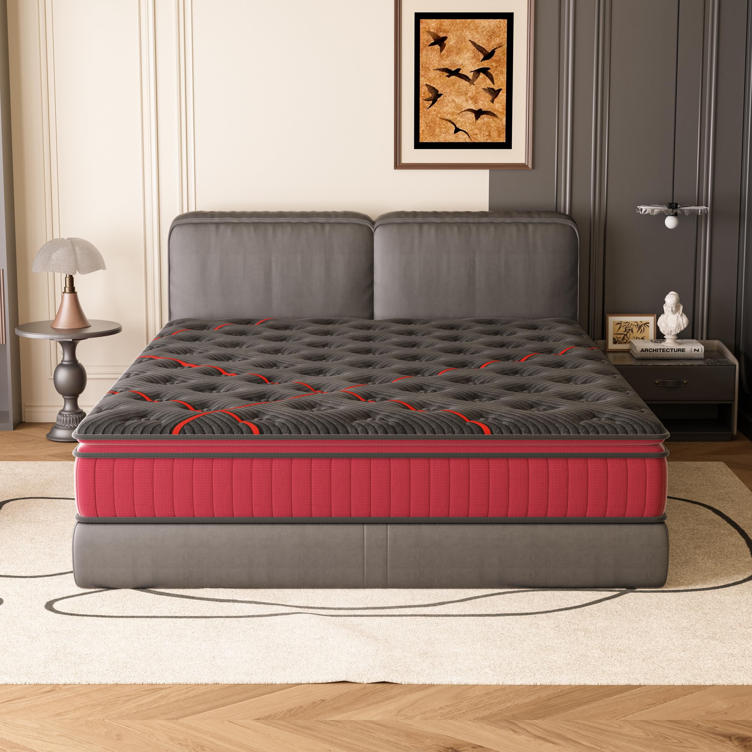 DEWINNER Matelas 160x200 cm丨Épaisseur 30 cm丨Mousse à Mémoire de Forme | Ressorts Ensachés丨7 Zones Ergonomiques丨Hybride丨Fermeté Moyenne丨Respirant et Anti-Humidité