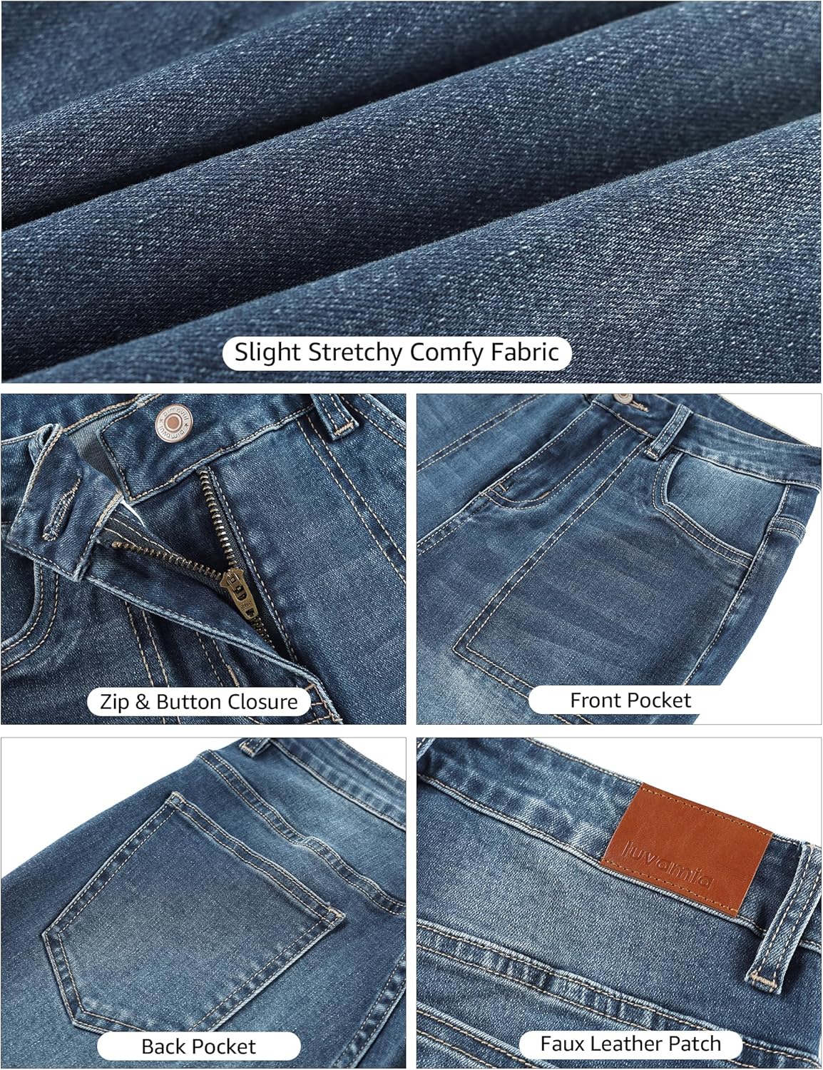 luvamia Bootcut Jeans for Women Trendy High Waisted Classic Boot Cut Stretchy Denim Pants Patch Pocket Trouser Jeans - Image 5