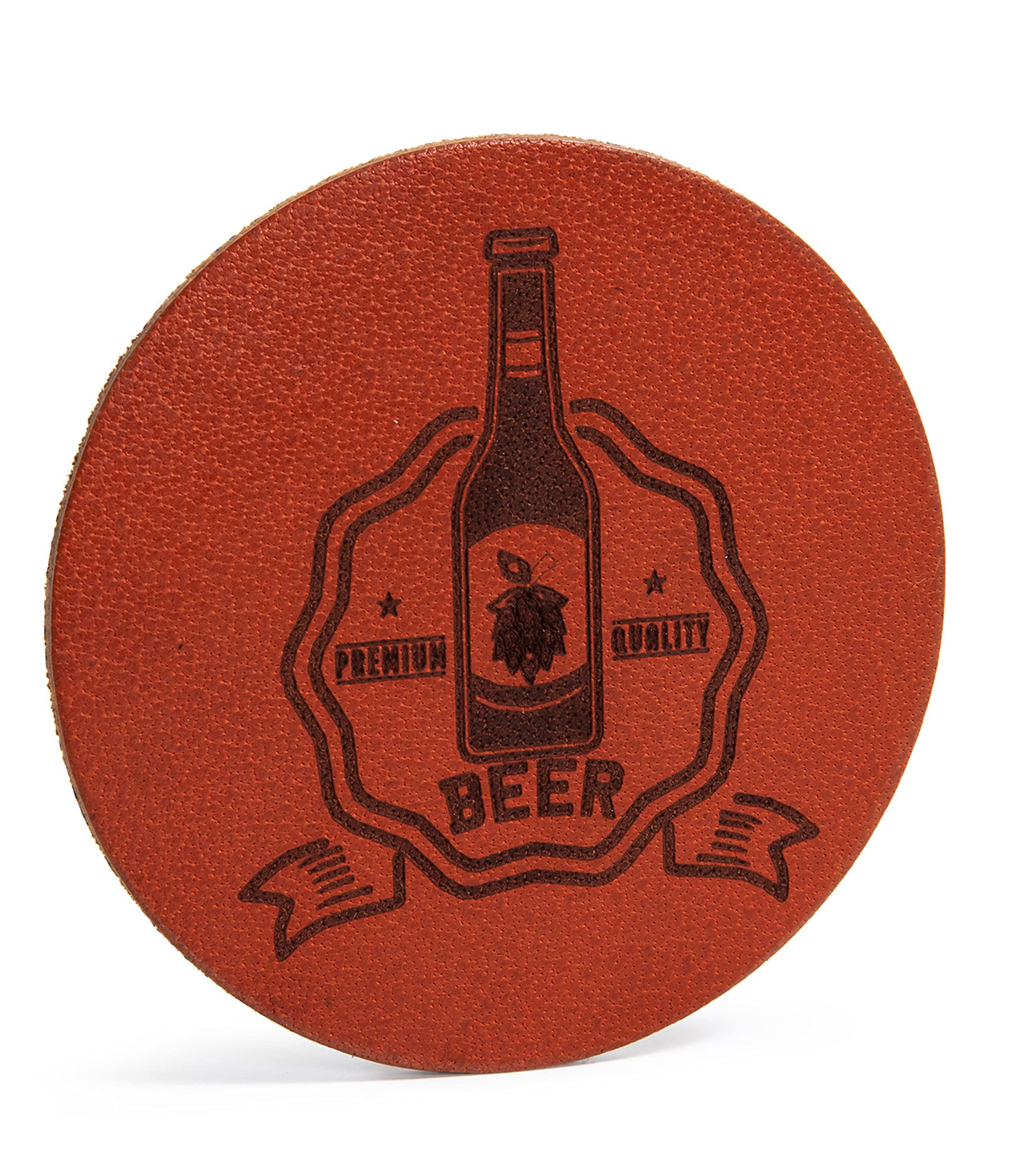 CLUB4BRANDS Full Grain Leather Coasters by C4B, Brown, 12 pieces / beer - Image 2