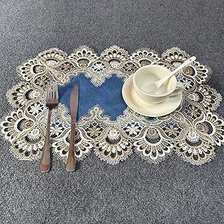 Manteles individuales para mesas, 4 unidades, 30 x 45 cm, estilo europeo, hogar, oficina, restaurante, encaje de piel sintética, color azul