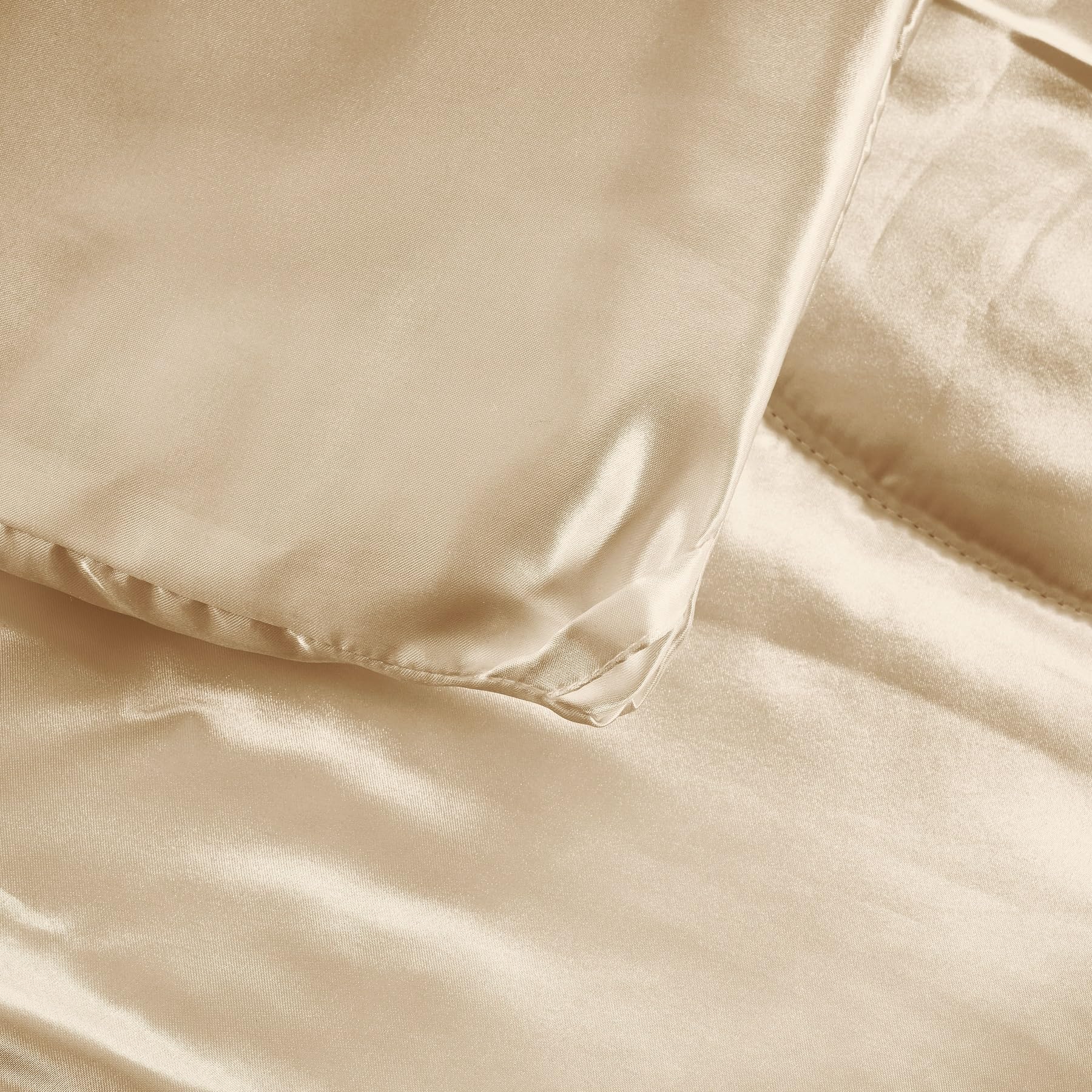 Satin Bettdecke 135x200 Beige Sommerdecke 135x200 200 GSM Seidige Seide Sommerdecke Satin Leicht Weich Glatt Glänzend Deluxe Steppdecke für Sommer mit 80x80 cm Kissenbezug