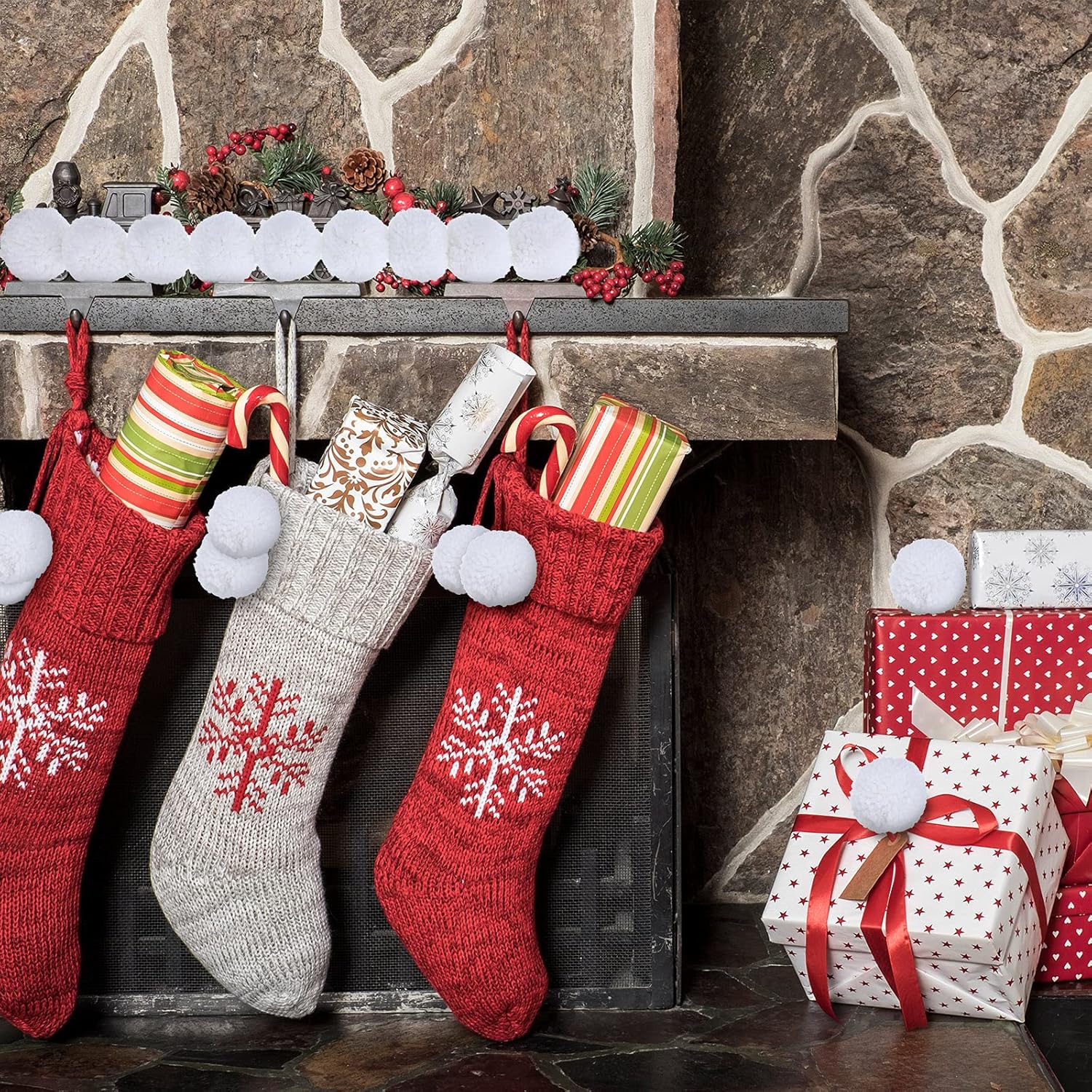 Janinka 80 Pcs 2 Inch Christmas Pom Poms Yarn Arts and Crafts Fuzzy Large Balls Bright for DIY Craft Christmas Decoration(White) - Image 7