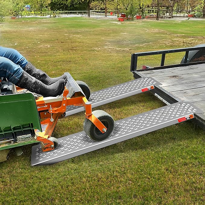 VNN Aluminum Shed Ramp 2PCS - 4' Long Loading Ramp for Riding Mower, Lightweight Sturdy Anti-Slip Ramps with Punch Plate Surface, 880 lbs Capacity for Lawn Mowers, ATV, Motorcycle- 8" Wide, Slivery miniatura 2