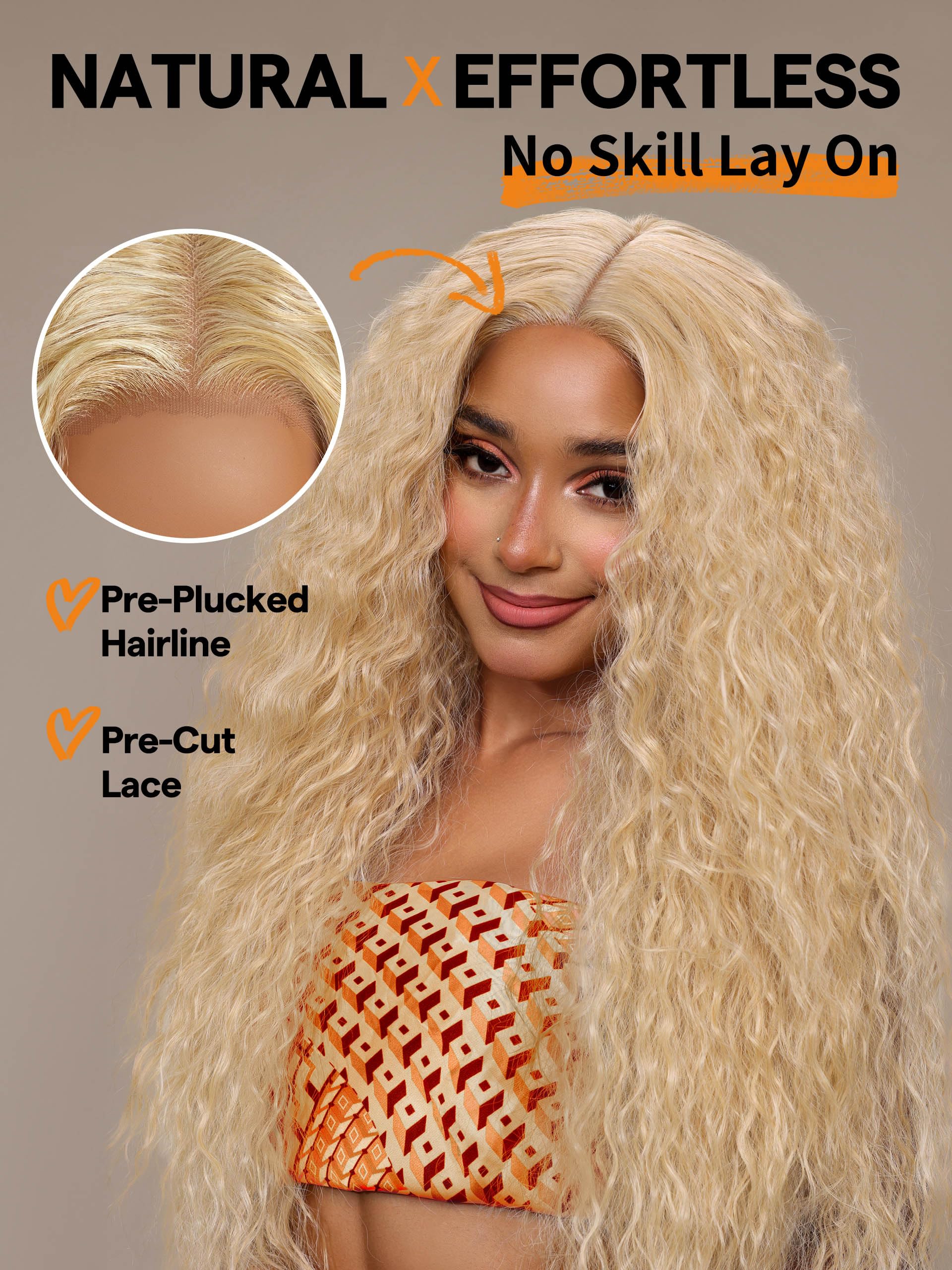 613 blonde lace front wig. Water wave. 16 inches Amazon.com : GORGIUS 613 Blonde Water Wave Wig Glueless Lace  main image 2
