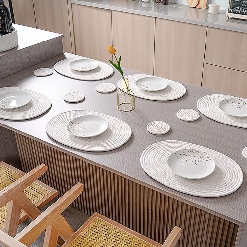 Miniatura 2 de Juego de 6 manteles individuales ovalados  Tejidos bohemios manteles para mesa de comedor para 6, decoración de cocina, accesorios de mesa rústicos