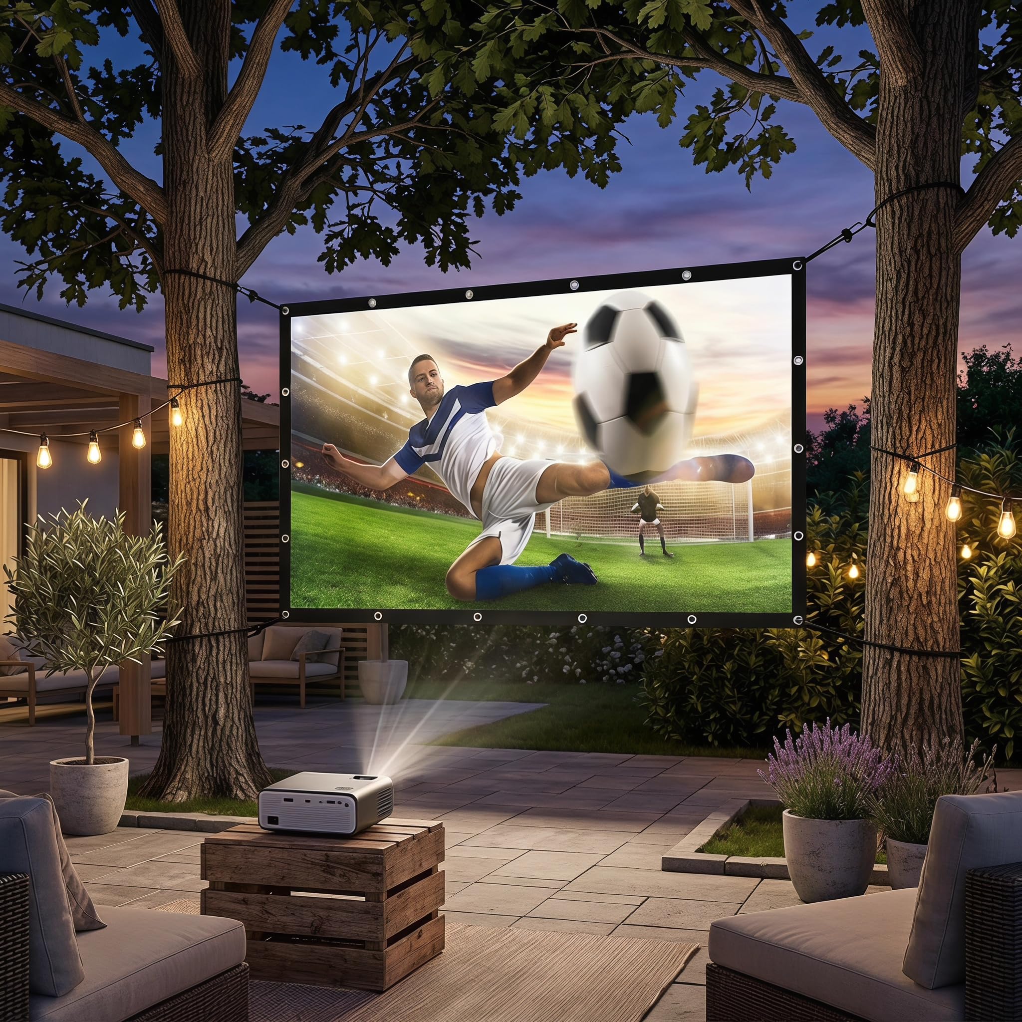 Beamer Leinwand Outdoor mit Stativ, Tragbar Projektor Leinwand 100 Zoll, 16:9 4K HD Projektor Leinwand Tragbar, Filmleinwand Indoor Projektor Tragbare Outdoor Kino für Heimkino Gartenkino Theater