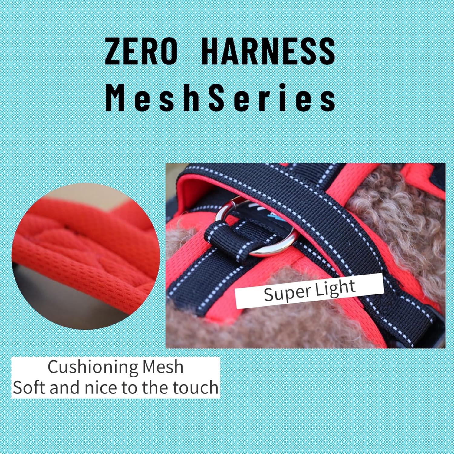 【Hakusan】 Zero Harness Mesh Series,Dog Harness, Padded, Adjustable,No Pull Design, Safety,Japanese Brand,Large Dog, (Mesh/Pink×Pink, XL)