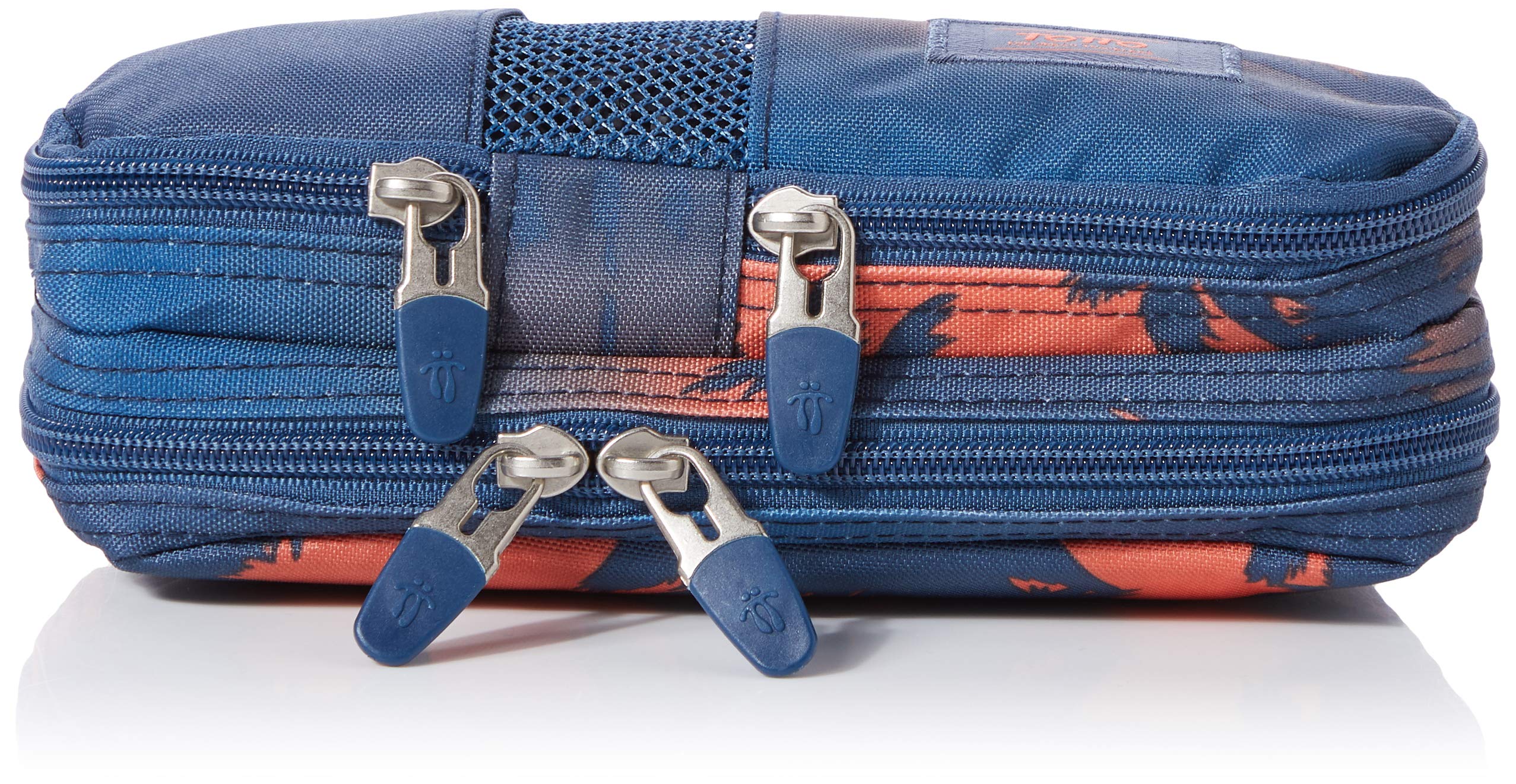 Estuche Escolar TOTTO Pidal - 3 Compartimentos | Dimensiones 8.5x20.4x3.3 Cm | Lona Resistente | Estampado Naranja Y Azul | Ideal Para Colegio Y Oficina