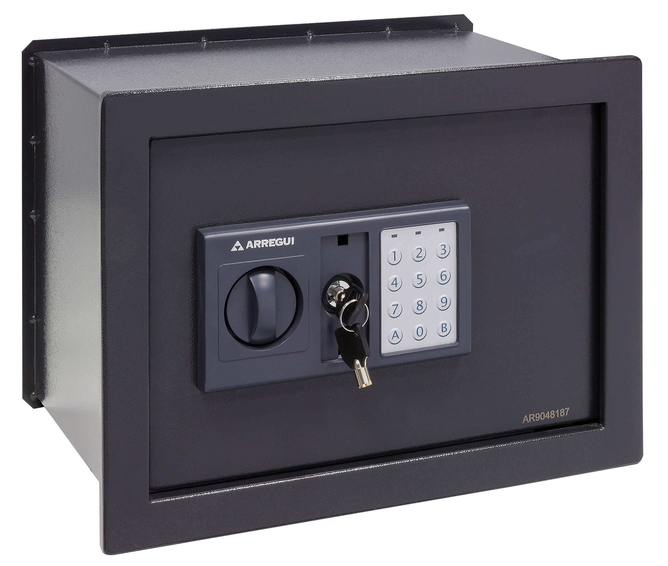 ARREGUI Class W25EB Coffre-Fort à Emmurer avec Serrure électronique, Clavier à Code Programmable, Coffre-Fort de Sécurité à Encastrer pour la Maison, avec Clé d'urgence, 28 x 38 x 25 cm, 17 L