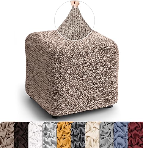 Miniatura 17 de PAULATO BY GA.I.CO. Funda para Otomana Pequeña Funda para Taburete Funda para Puf - Funda de Tela de Poliéster Suave - Protector de Muebles Elástico