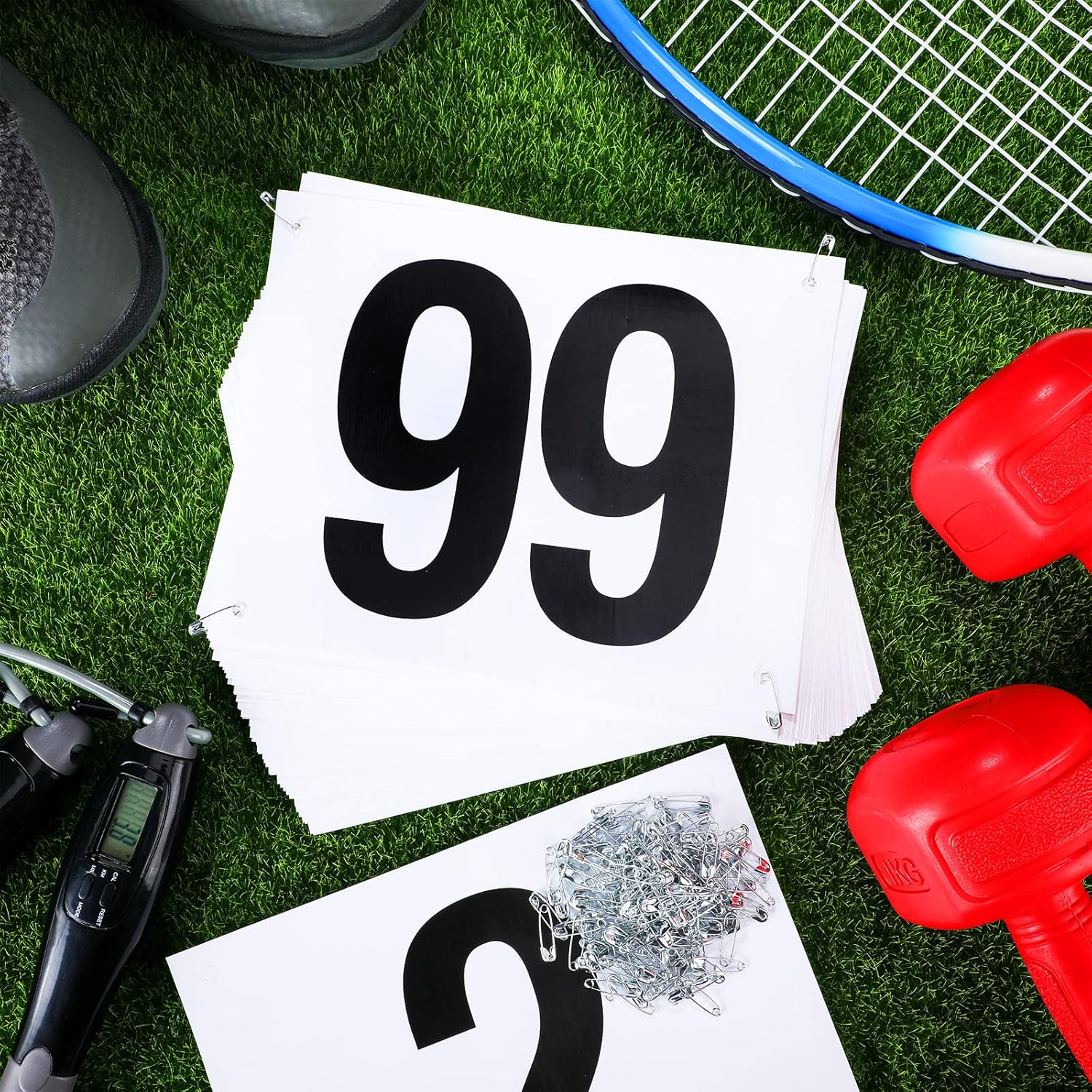 Running Bib Numbers with Safety Pins for Marathon Sports Competition Events Tearproof Waterproof, 6 x 7.5 Inch