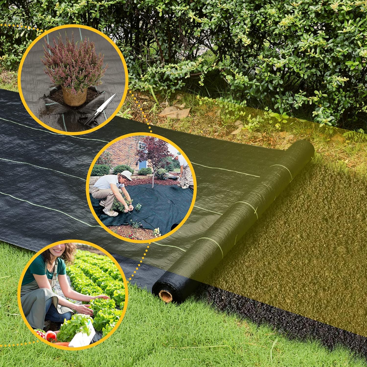 Weed Barrier Fabric Premium 5oz Landscape Fabric Heavy Duty Ground Cover Pro Garden Road Fabric Commercial Weed Barrier Fabric Anti-Weed Gardening Mat, 4FTx300FT