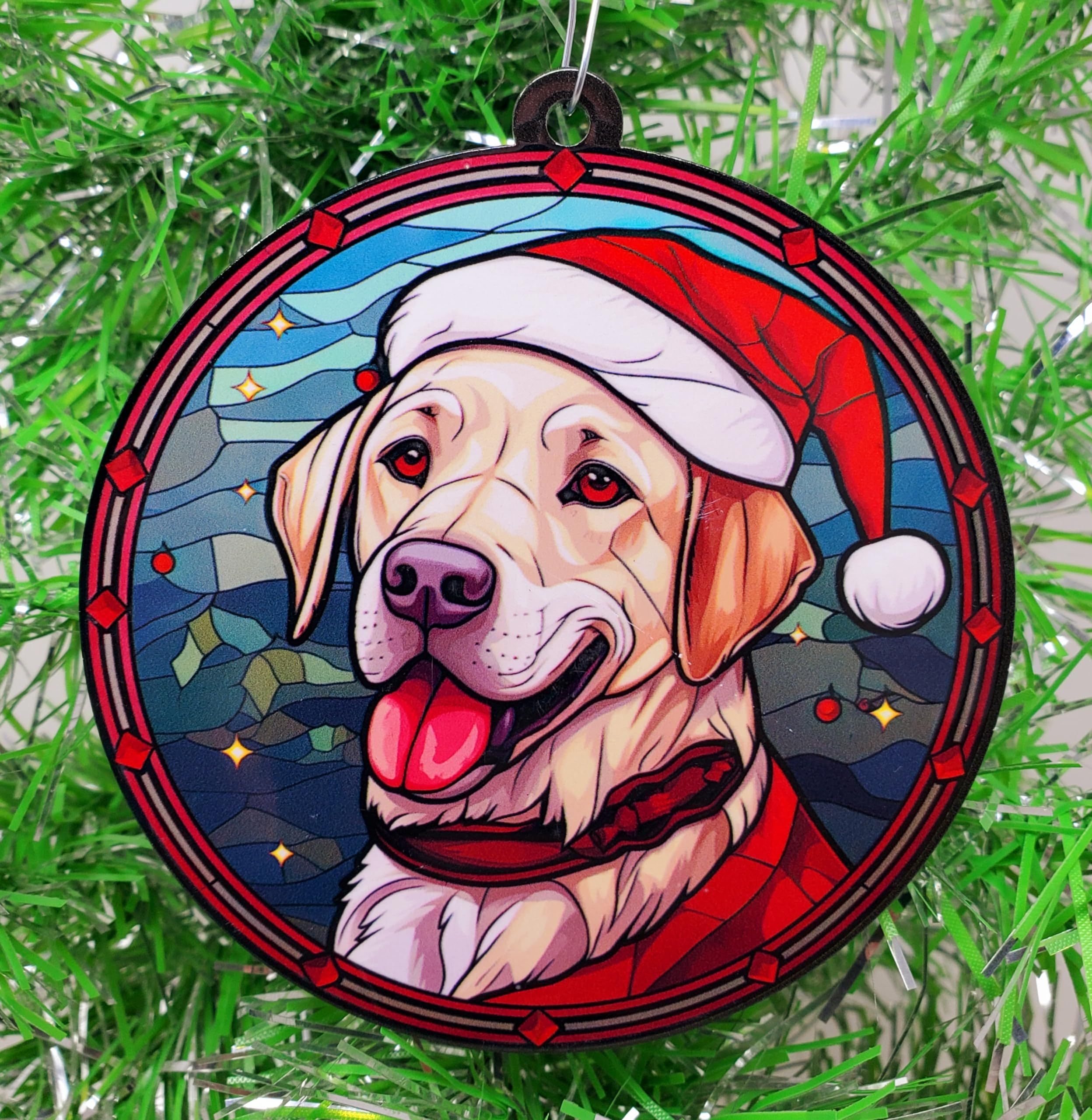 Labrador Retriever Santa figurine décorative aux finitions soignées pour Noël