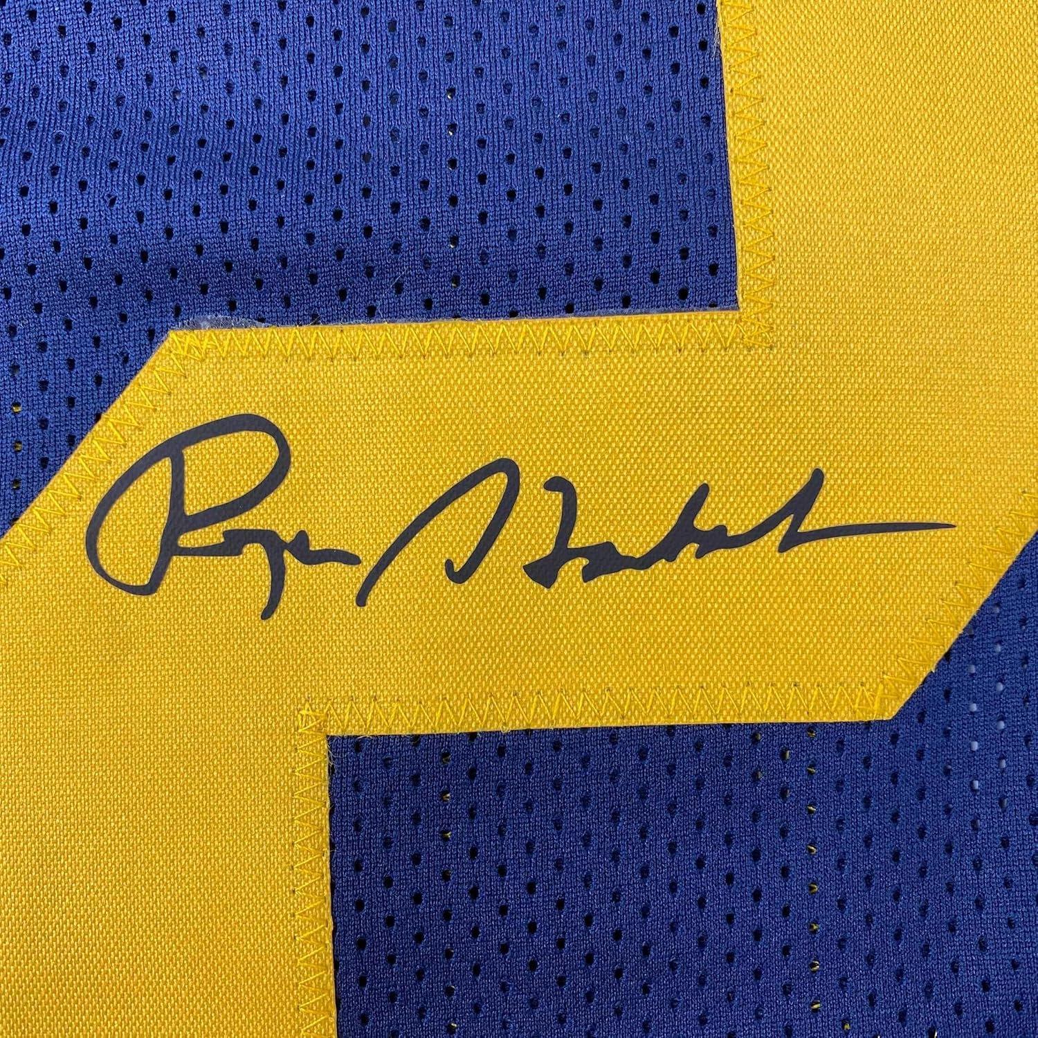 Facsimile Autographed Roger Staubach Navy Blue Reprint Laser Auto College Football Jersey Size Men's XL