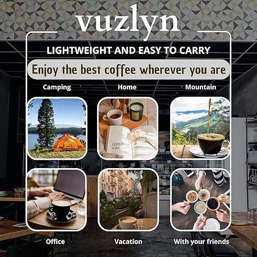 Miniatura 5 de Molinillo de café manual VUZLYN RidgeGrind Plus  Portátil y elegante, molinillo de café de mano con rebabas cónicas de acero inoxidable, molido