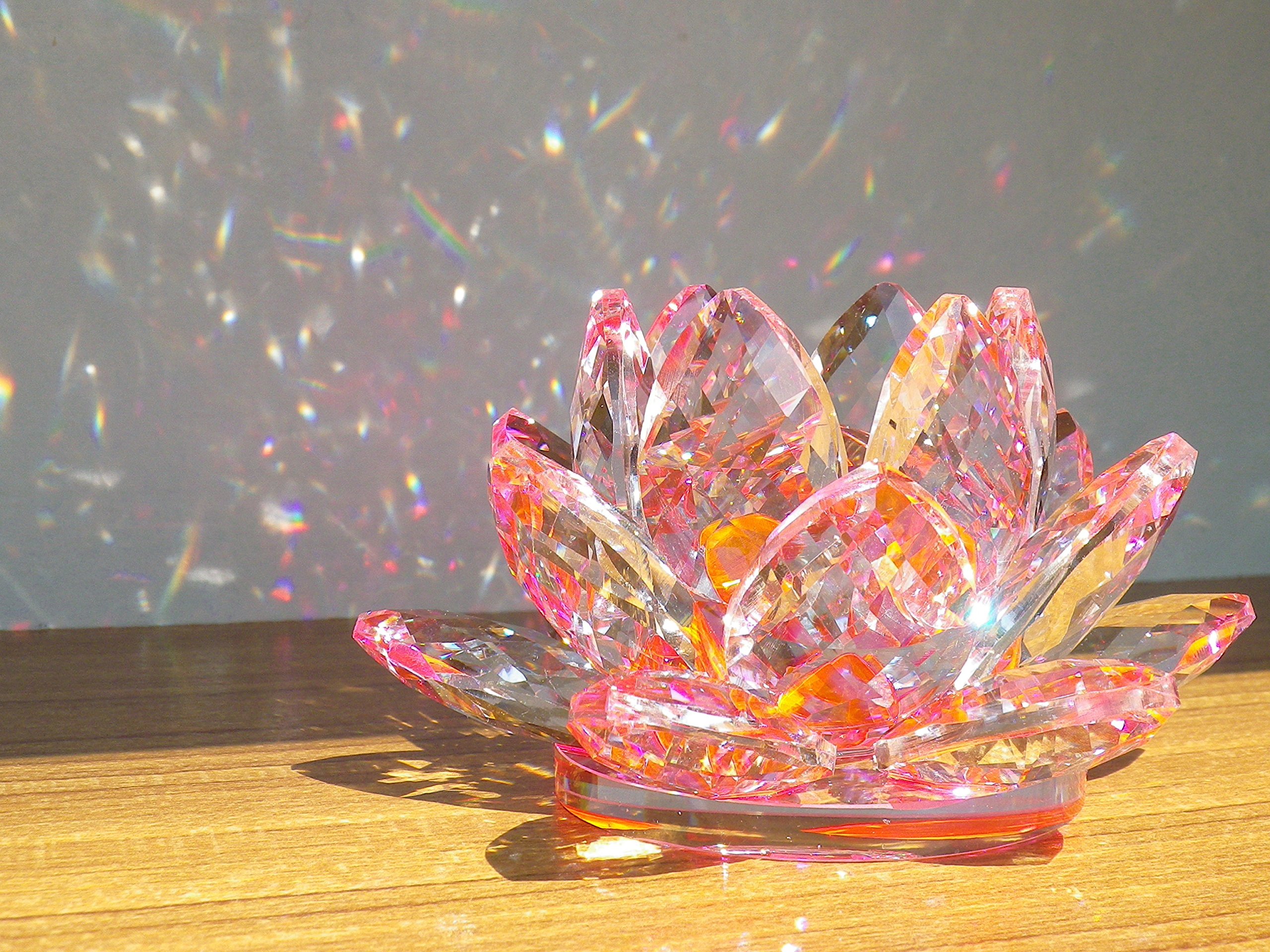 Amazon.co.jp: [KKD] クリスタル ガラス 置物 カラフル 蓮の花