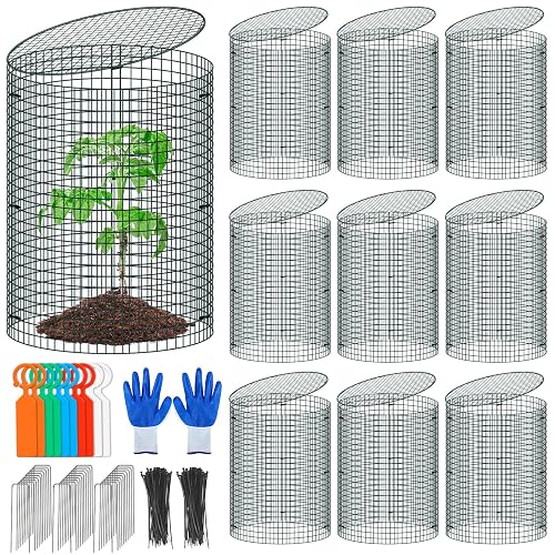 10 Pack Wire Plant Protector with Cover, 16"x12" Detachable Metal