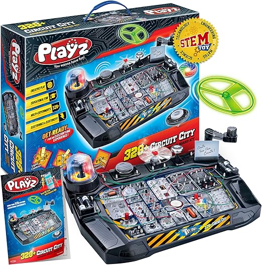 Playz Advanced Electrical Circuit Board Engineering Kit for Kids with 328+ STEM Projects on Electricity, Voltage, Currents, Resistance, & Magnetic Science | Gift for Children Age 8-13+