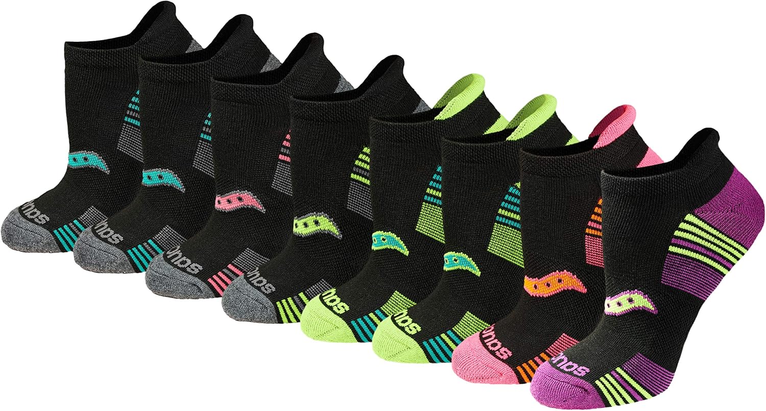 Saucony - Calcetines deportivos de rendimiento con tirador en el talón para mujer (8 y 16 pares)