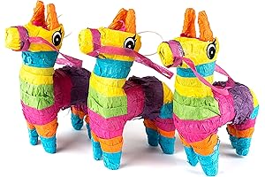 Mini Pinatas for Birthday Party, Set of 3 Mini Donkey Pinatas 4" x 7" Inches