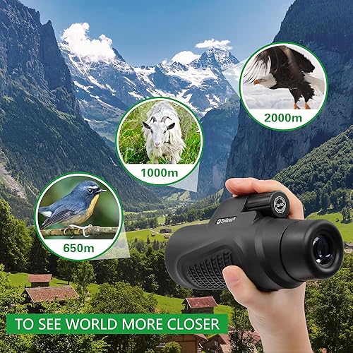 Miniatura 6 de Tydeux Telescopio monocular impermeable 12x50 Prisma K9 para Caza Camping Viaje Secenery Vida Silvestre Observación de aves
