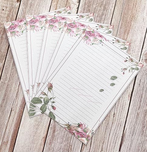 Miniatura 6 de 50 papeles de papelería de escritura, papel de papelería rayado para escribir cartas, notas, invitaciones, manualidades, 5 estilos diferentes (11.7